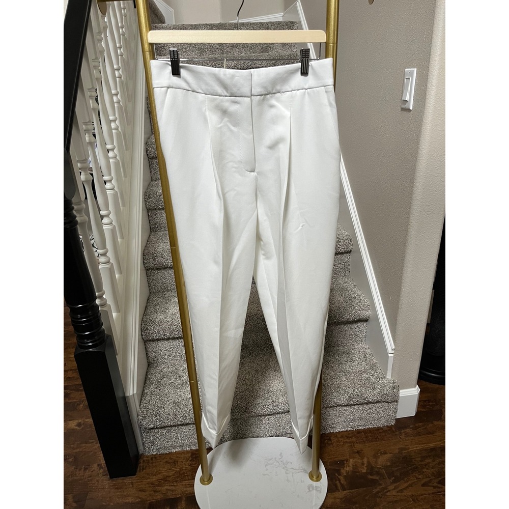 Zara white trousers, pleaded cuffed hem